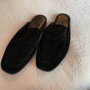 Intermix Black Suede Slip On Loafers